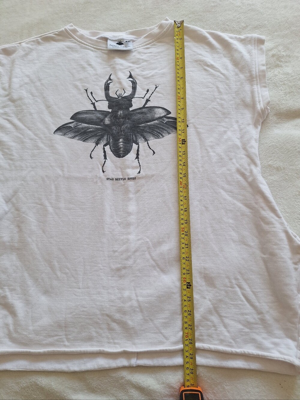 Helon Melon Stag Beetle Heavyweight Cotton Oversized Tee Pockets Mens S M - Picture 5 of 8